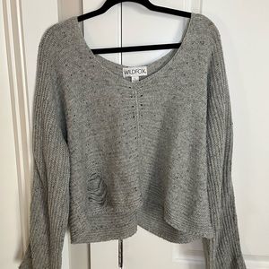 Distressed Wildfox Grey Sweater! Different grey sweater and great for layering!